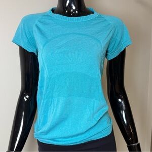 Lululemon Swiftly Tech Short Sleeve Crew Amazonite Teal Mesh Top Size 6